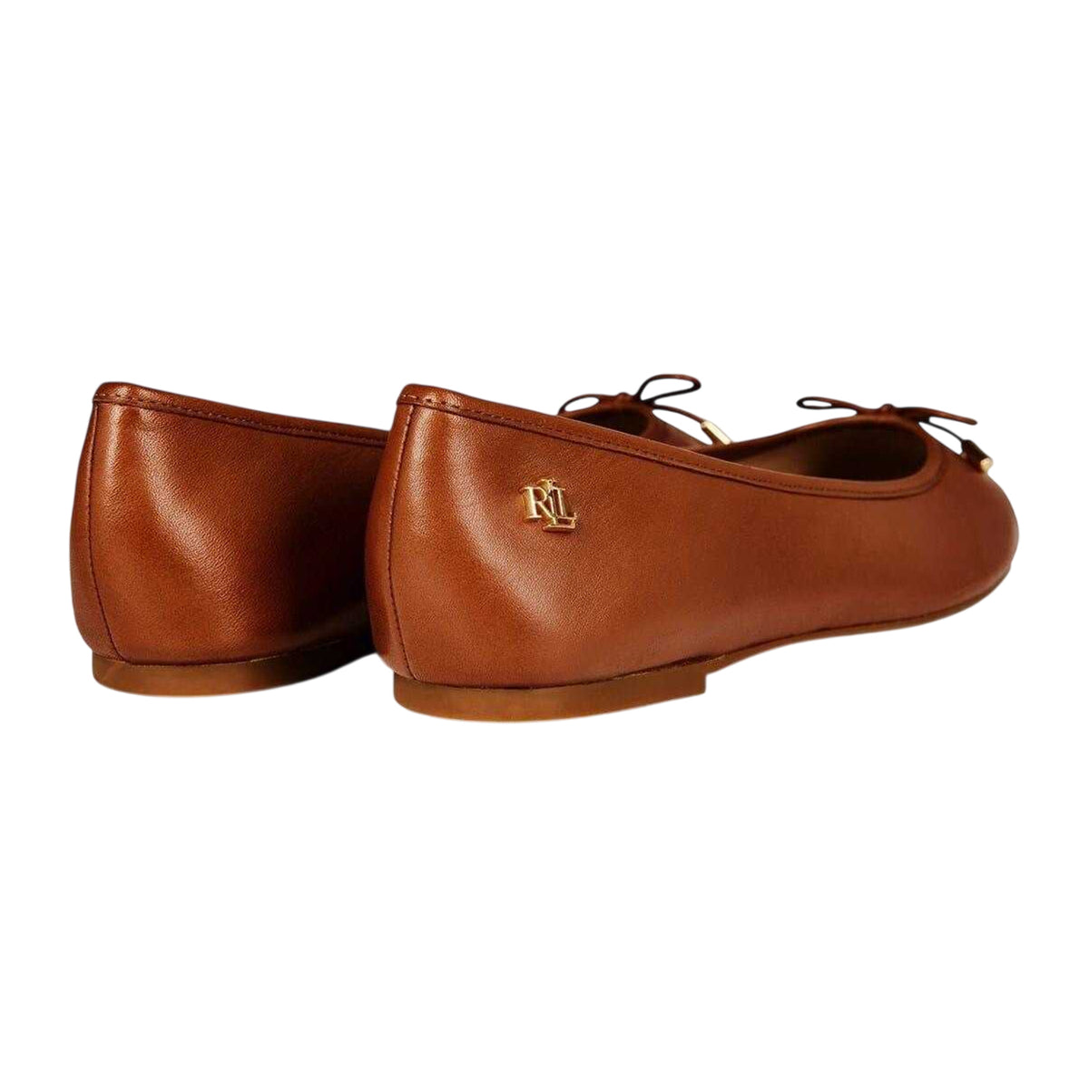 Saddle Brown - Back - Ralph Lauren Womens-Ladies Jayna Bow Leather Pumps