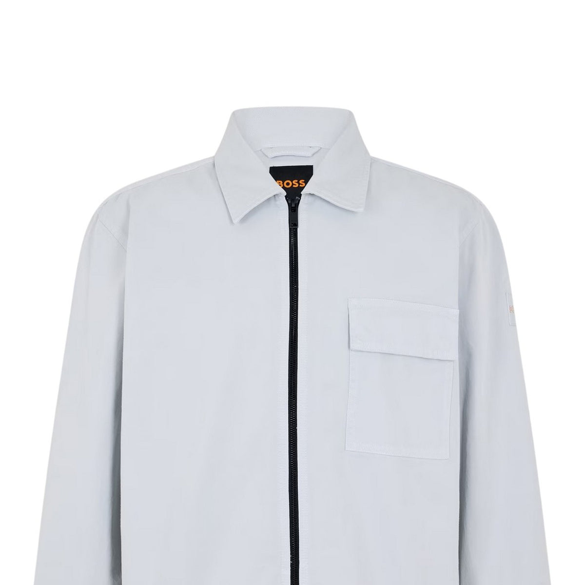Grey - Side - Boss Mens Patterned Chest Pocket Overshirt