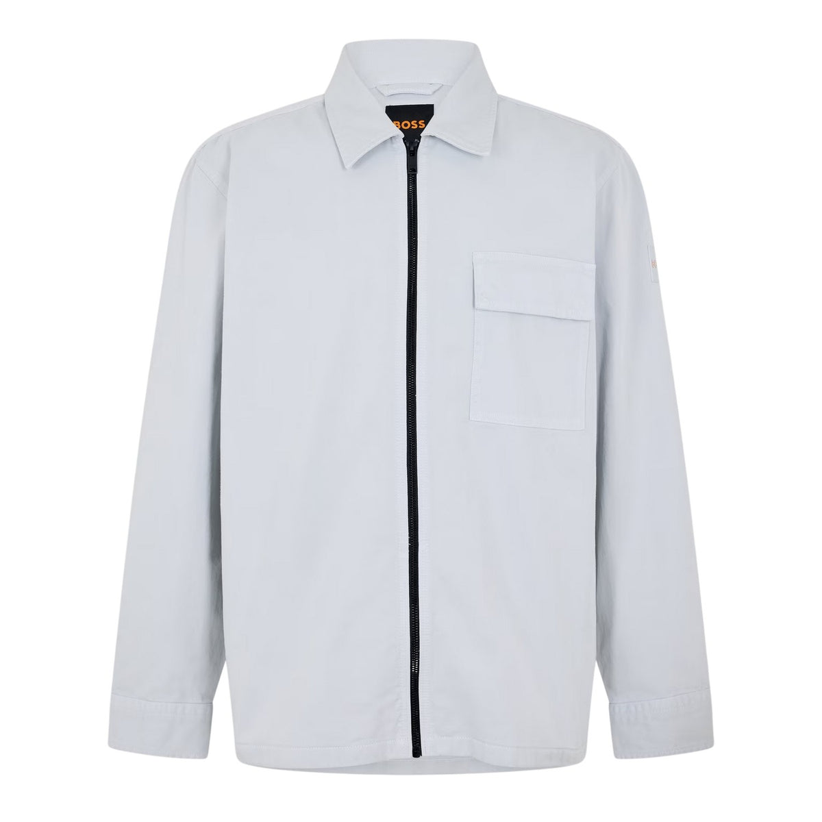 Grey - Front - Boss Mens Patterned Chest Pocket Overshirt