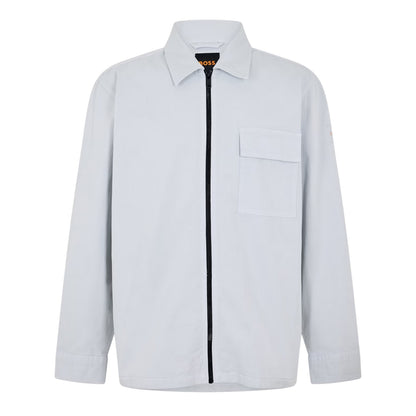 Grey - Front - Boss Mens Patterned Chest Pocket Overshirt