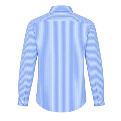 Pastel Blue - Back - Boss Mens Vertical Stripe Regular Shirt