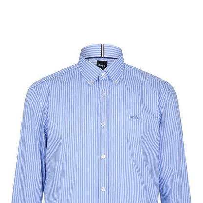 Pastel Blue - Side - Boss Mens Vertical Stripe Regular Shirt