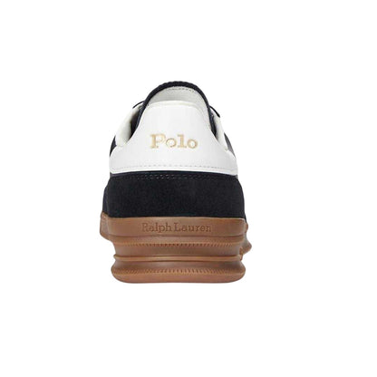 Black-White - Back - Ralph Lauren Mens Aera Leather Flat Trainers