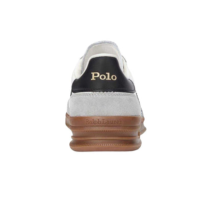 White-Black-Grey - Back - Ralph Lauren Mens Aera Leather Flat Trainers