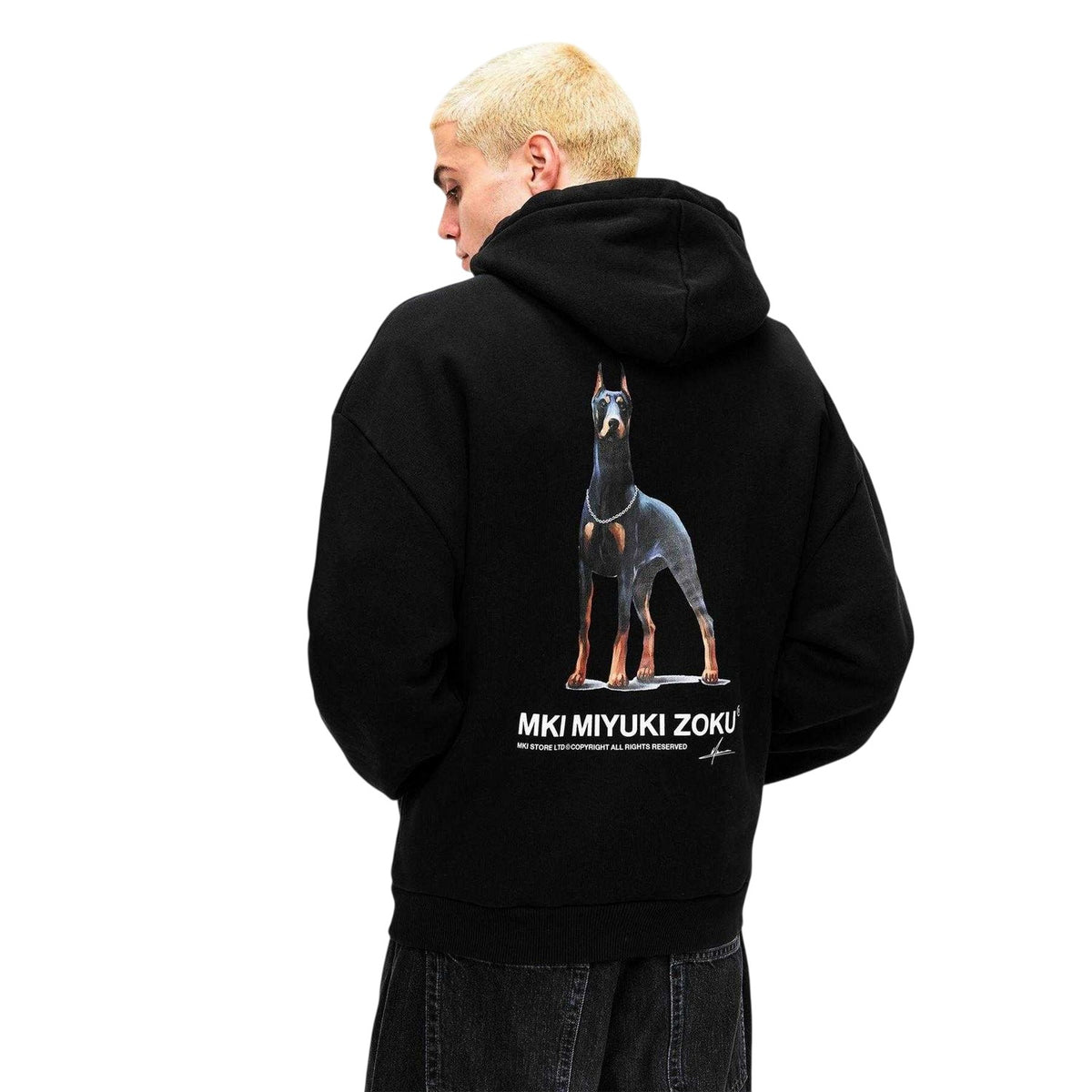 Black - Pack Shot - MKI MIYUKI ZOKU Mens Boxy Oversized Pullover Hoodie