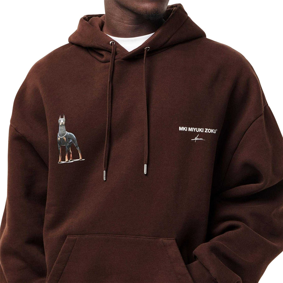 Brown - Side - MKI MIYUKI ZOKU Mens Boxy Oversized Pullover Hoodie