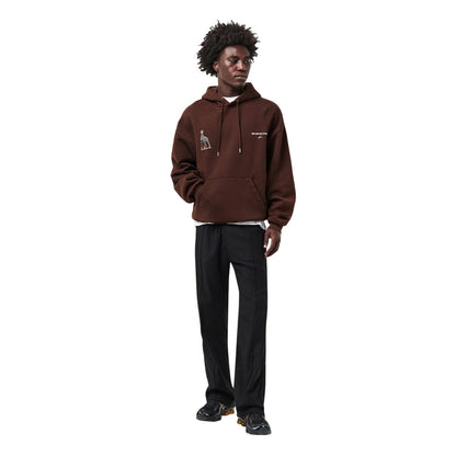 Brown - Close up - MKI MIYUKI ZOKU Mens Boxy Oversized Pullover Hoodie