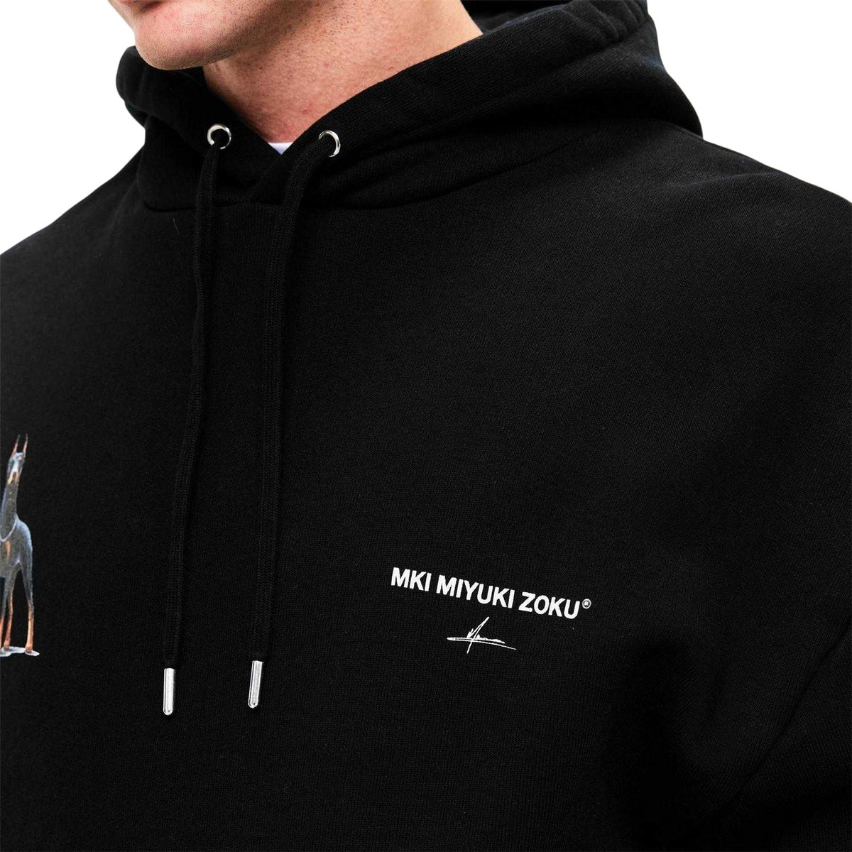 Black - Side - MKI MIYUKI ZOKU Mens Boxy Oversized Pullover Hoodie