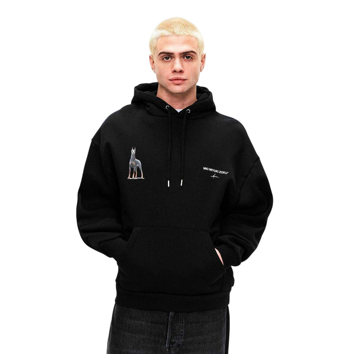 Black - Lifestyle - MKI MIYUKI ZOKU Mens Boxy Oversized Pullover Hoodie