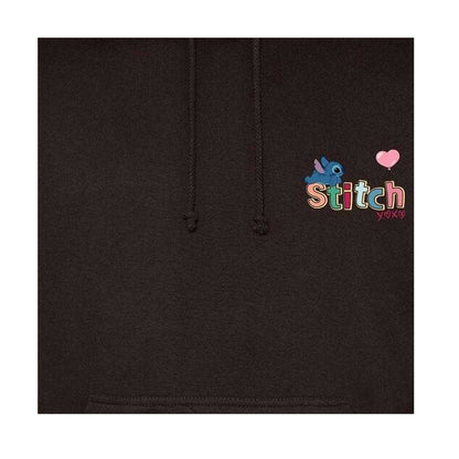 Black - Side - Lilo & Stitch Mens Stitch Printed Valentine`s Day Hoodie