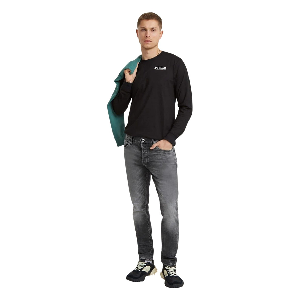 Grey - Close up - G-Star Mens Denim Tapered Jeans