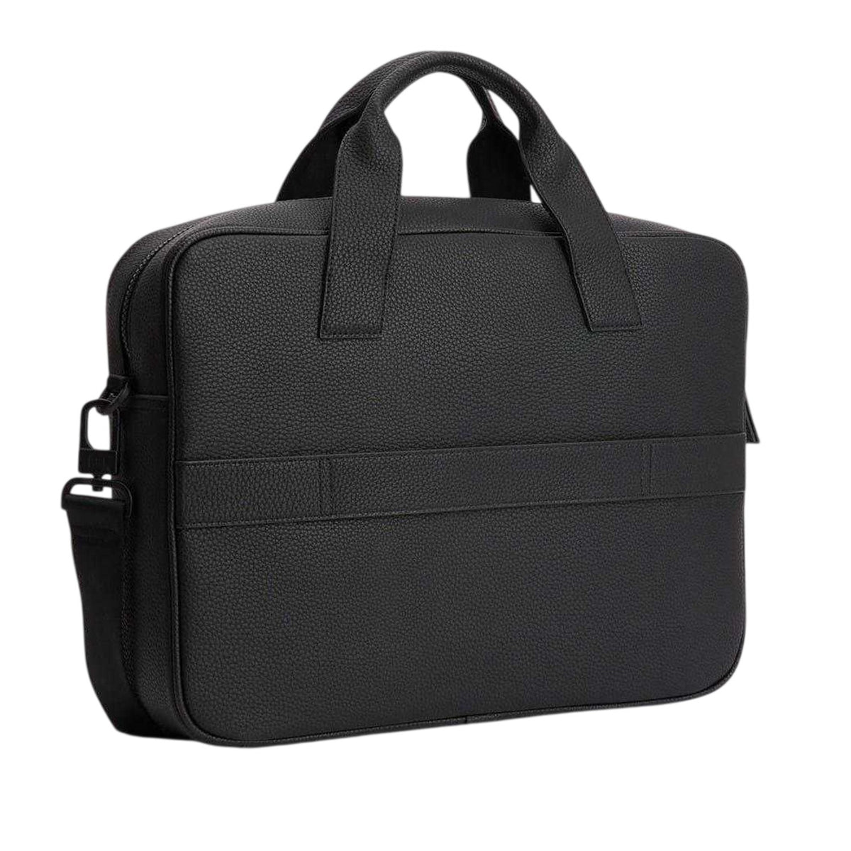 Black - Back - Tommy Hilfiger Faux Leather Laptop Bag