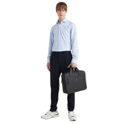 Black - Pack Shot - Tommy Hilfiger Faux Leather Laptop Bag