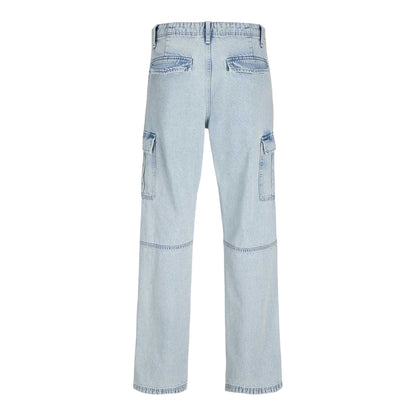 Blue Denim - Back - Represent Mens Denim Relaxed Fit Cargo Jeans