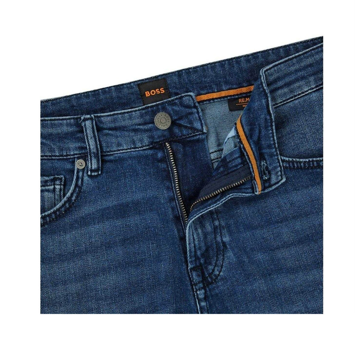 Medium Blue - Lifestyle - Boss Mens Denim Straight Leg Jeans