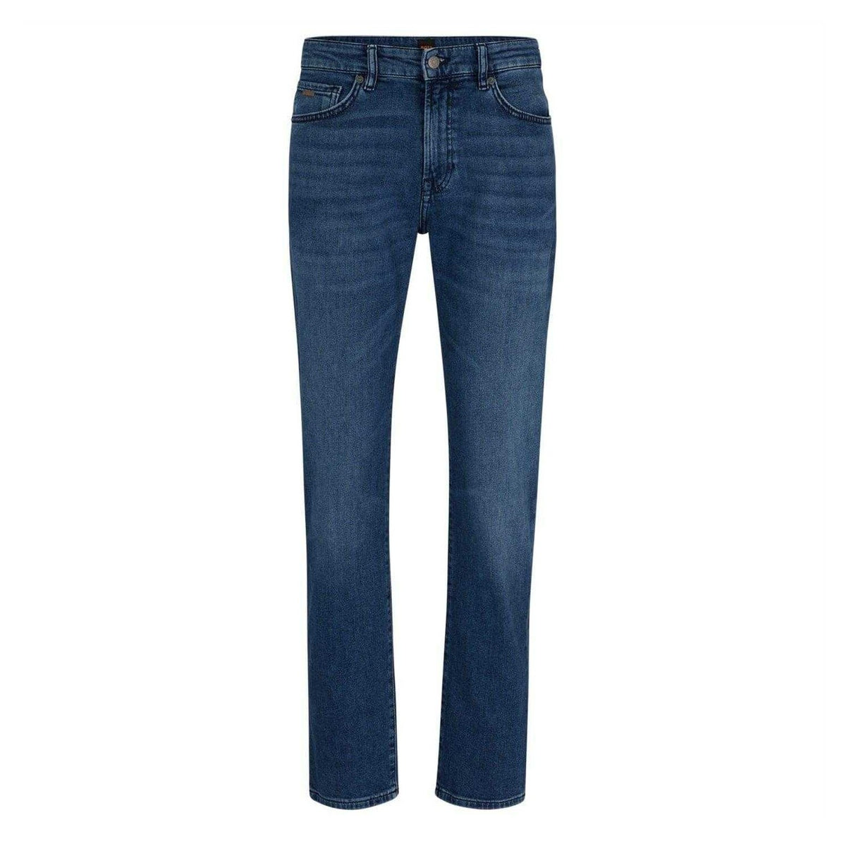 Medium Blue - Front - Boss Mens Denim Straight Leg Jeans