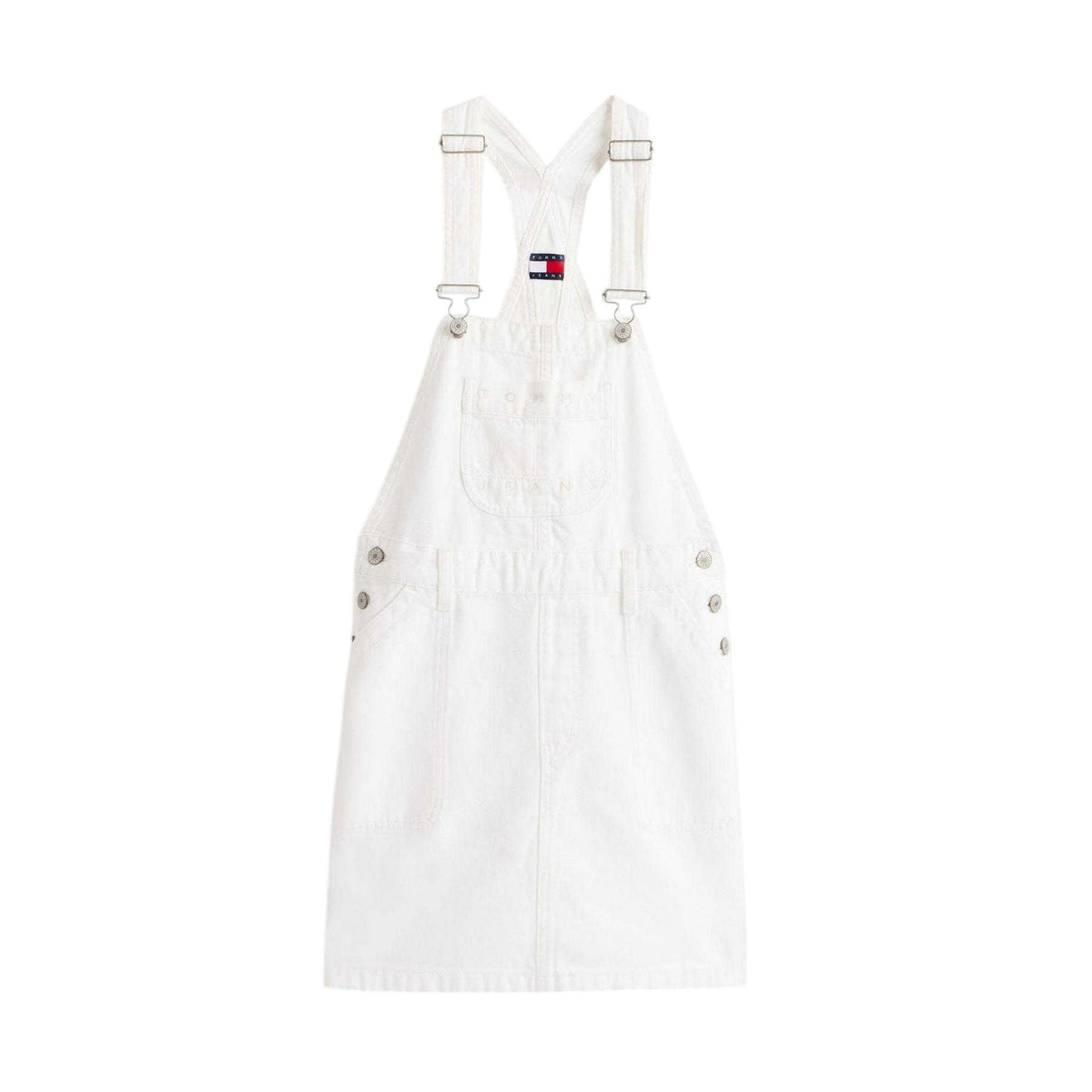 White - Front - Tommy Jeans Womens-Ladies Denim Dungarees