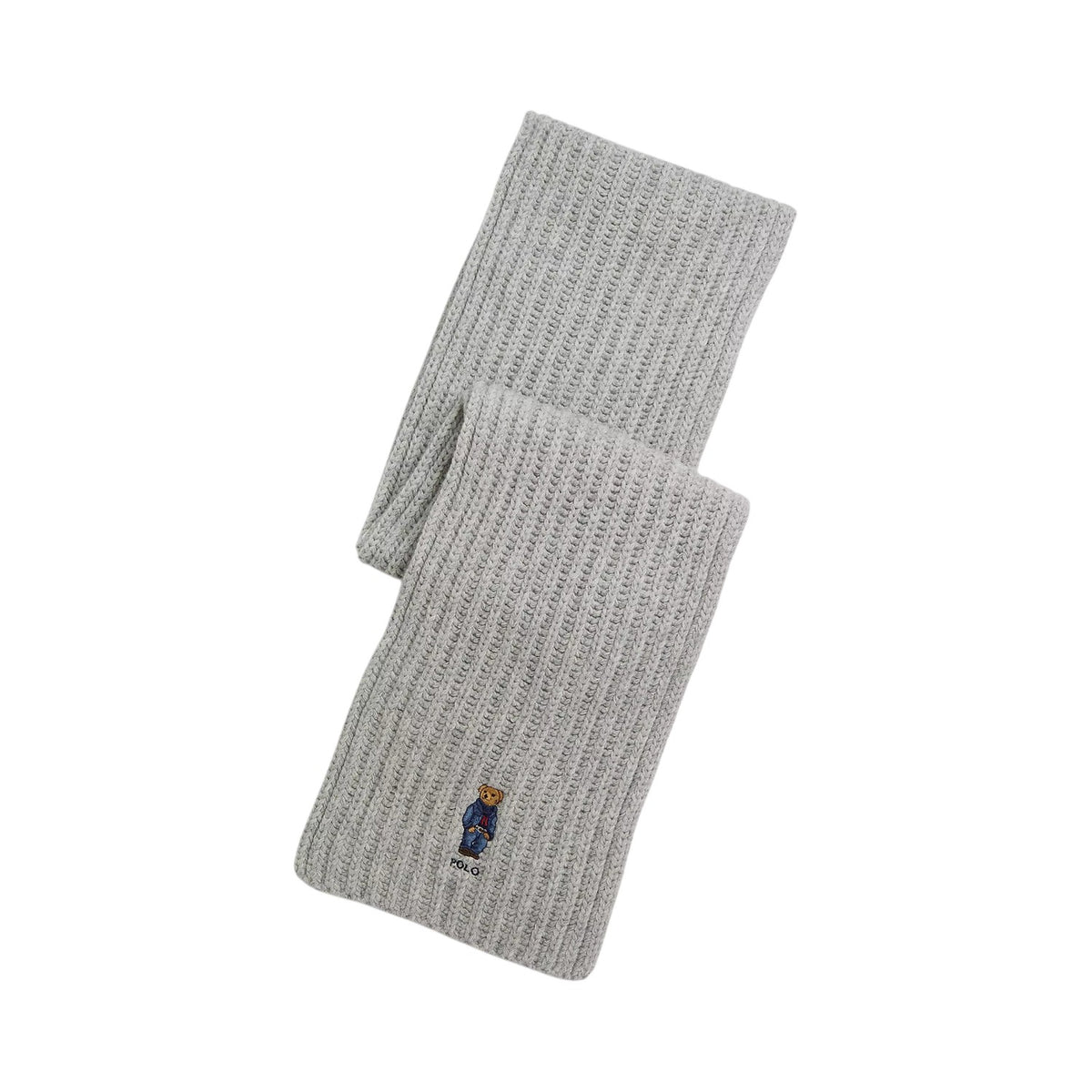 Grey - Back - Ralph Lauren Bear Wool Scarf