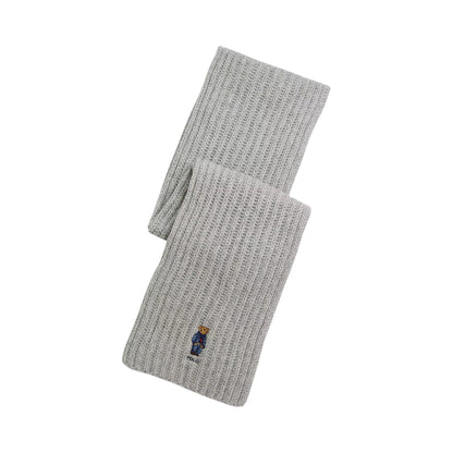 Grey - Back - Ralph Lauren Bear Wool Scarf