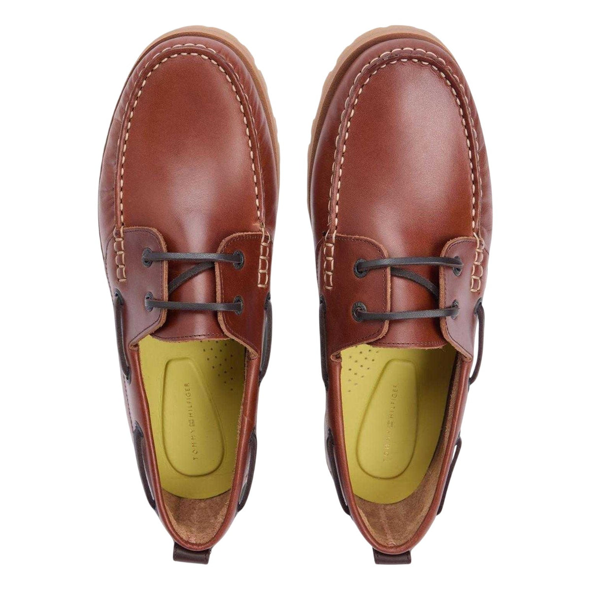 Ginger-Clay - Side - Tommy Hilfiger Mens Leather Boat Shoes