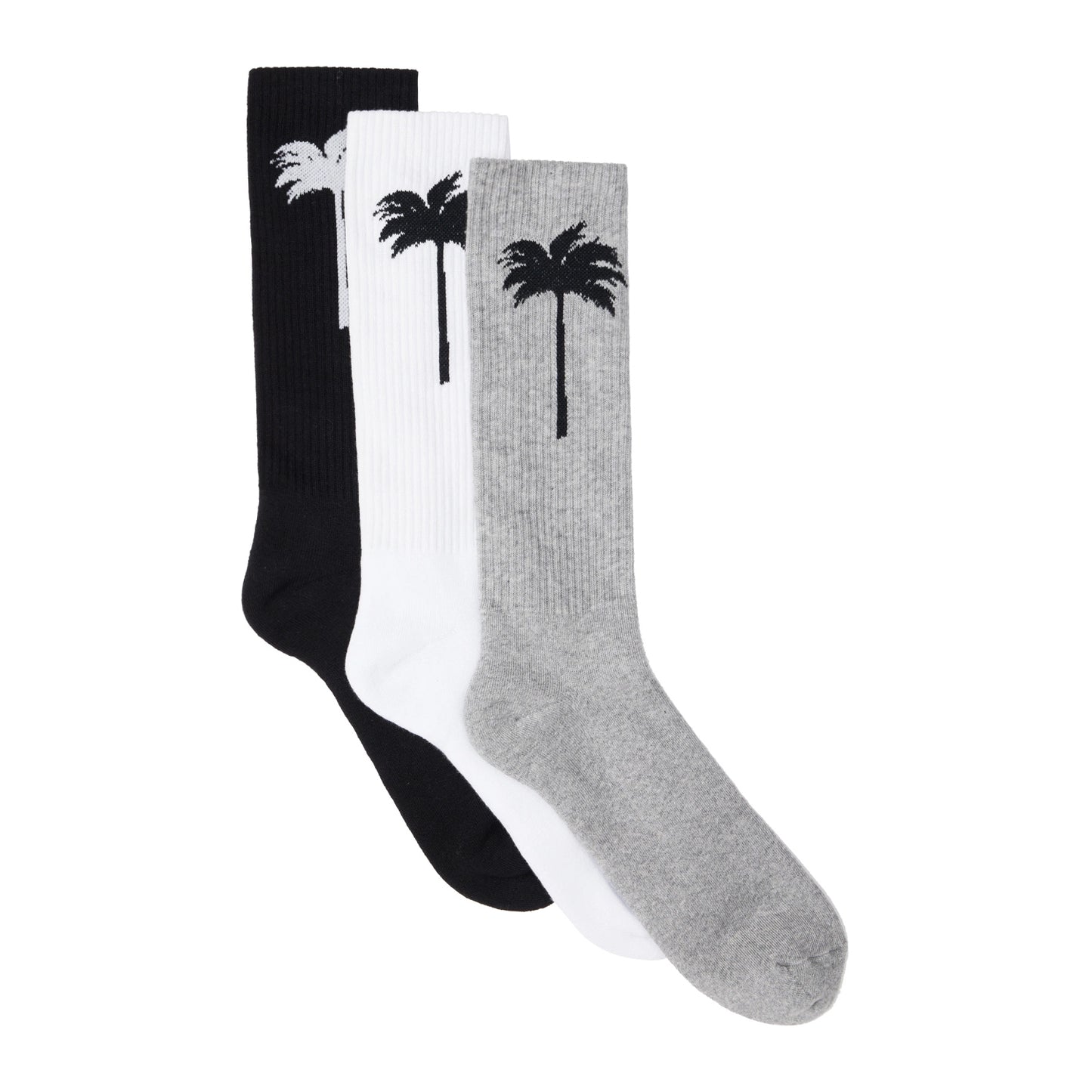 Black-White-Grey - Back - Palm Angels Unisex Adult Socks (Pack of 3)