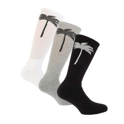 Black-White-Grey - Front - Palm Angels Unisex Adult Socks (Pack of 3)