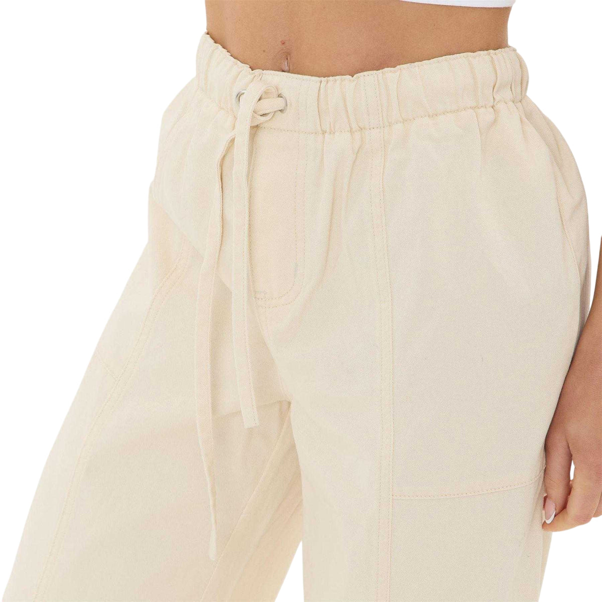 Ecru - Side - I Saw It First Womens-Ladies Barrel Jeans