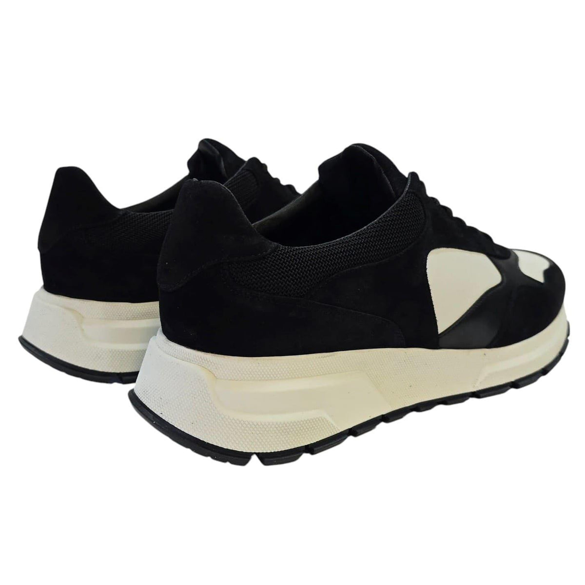 White-Black - Back - Loyalti Mens Martin Leather Trainers
