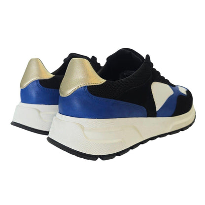 Black-Blue - Back - Loyalti Mens Martin Leather Trainers