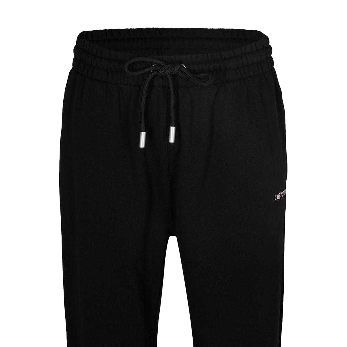 Black-Pink - Back - Off White Mens Fleece Elasticated Waist Sweatpants