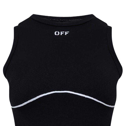 Black - Back - Off White Womens-Ladies Slim Tank Top