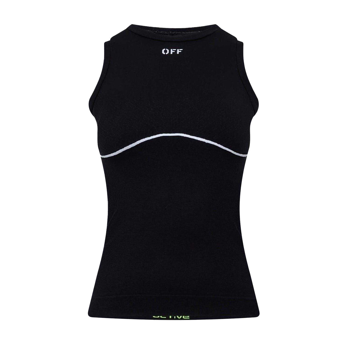 Black - Front - Off White Womens-Ladies Slim Tank Top