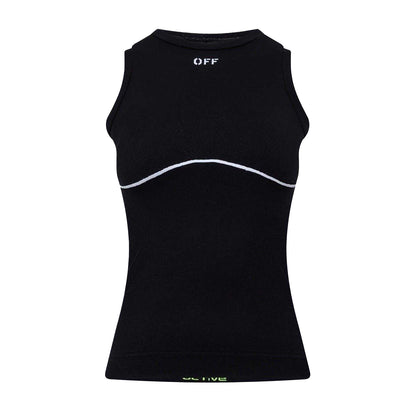 Black - Front - Off White Womens-Ladies Slim Tank Top