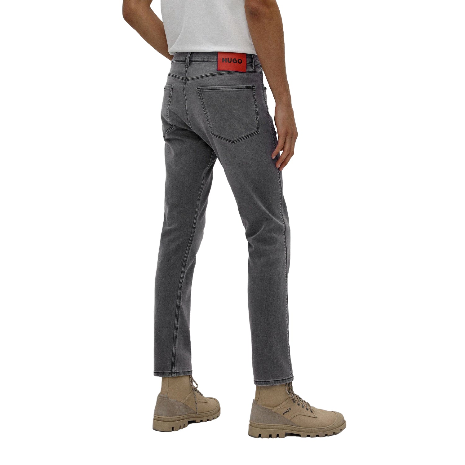 Grey - Back - Hugo Mens 734 Skinny Jeans