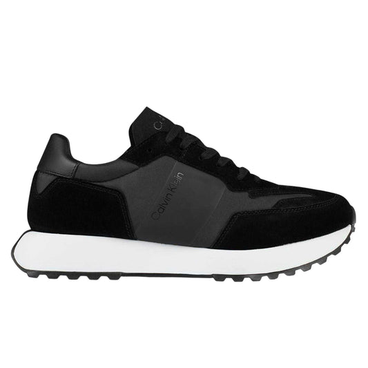 Black-White - Front - Calvin Klein Mens Suede Trainers