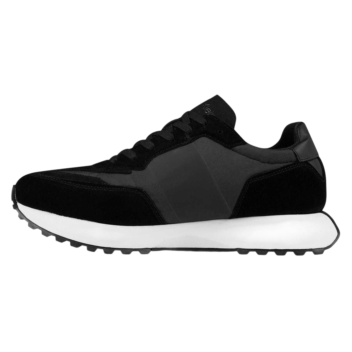 Black-White - Side - Calvin Klein Mens Suede Trainers