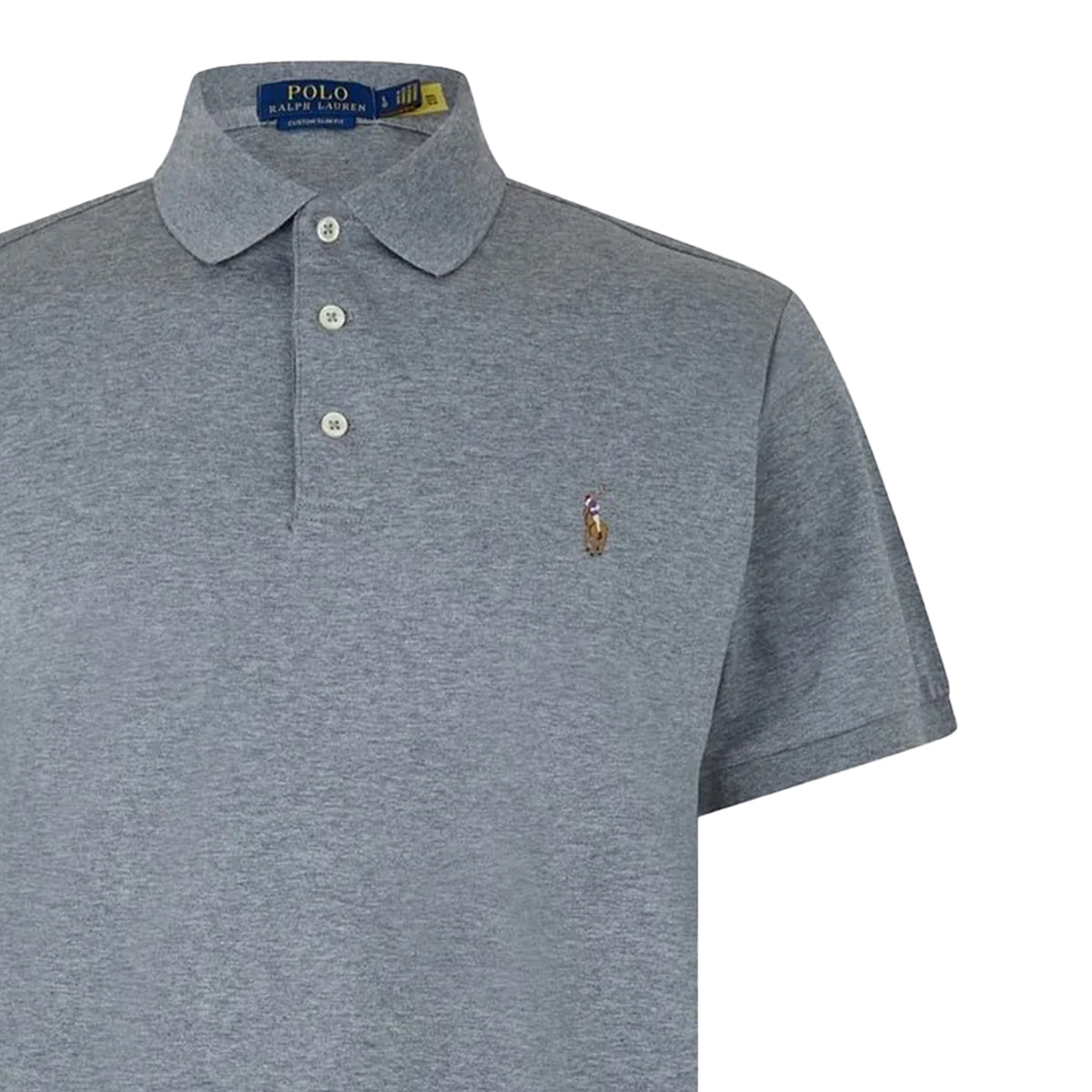Heather - Side - Ralph Lauren Mens Pima Cotton Slim Short-Sleeved Polo Shirt
