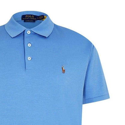 Sky Blue - Side - Ralph Lauren Mens Pima Cotton Slim Short-Sleeved Polo Shirt