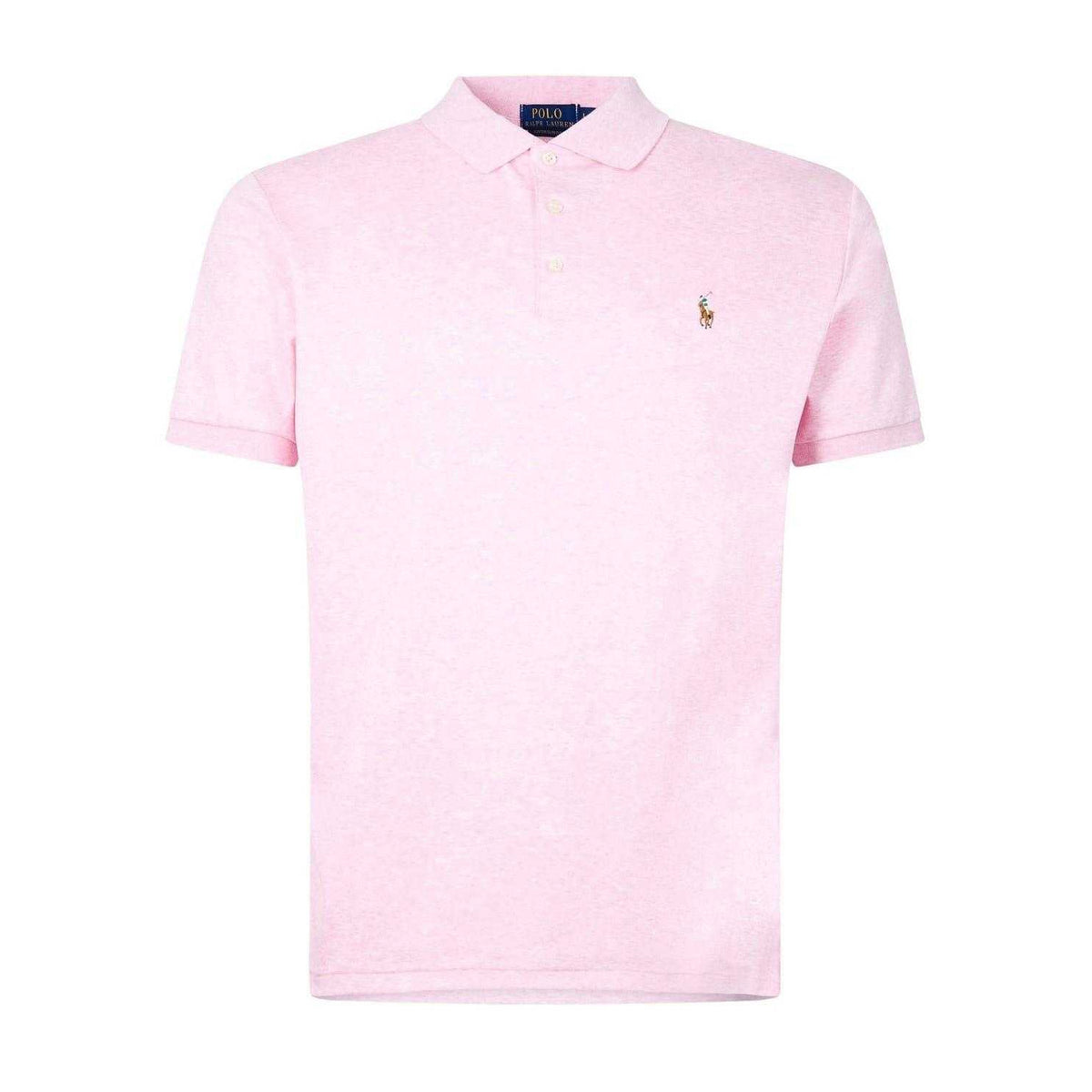 Carmine Pink - Front - Ralph Lauren Mens Pima Cotton Slim Short-Sleeved Polo Shirt