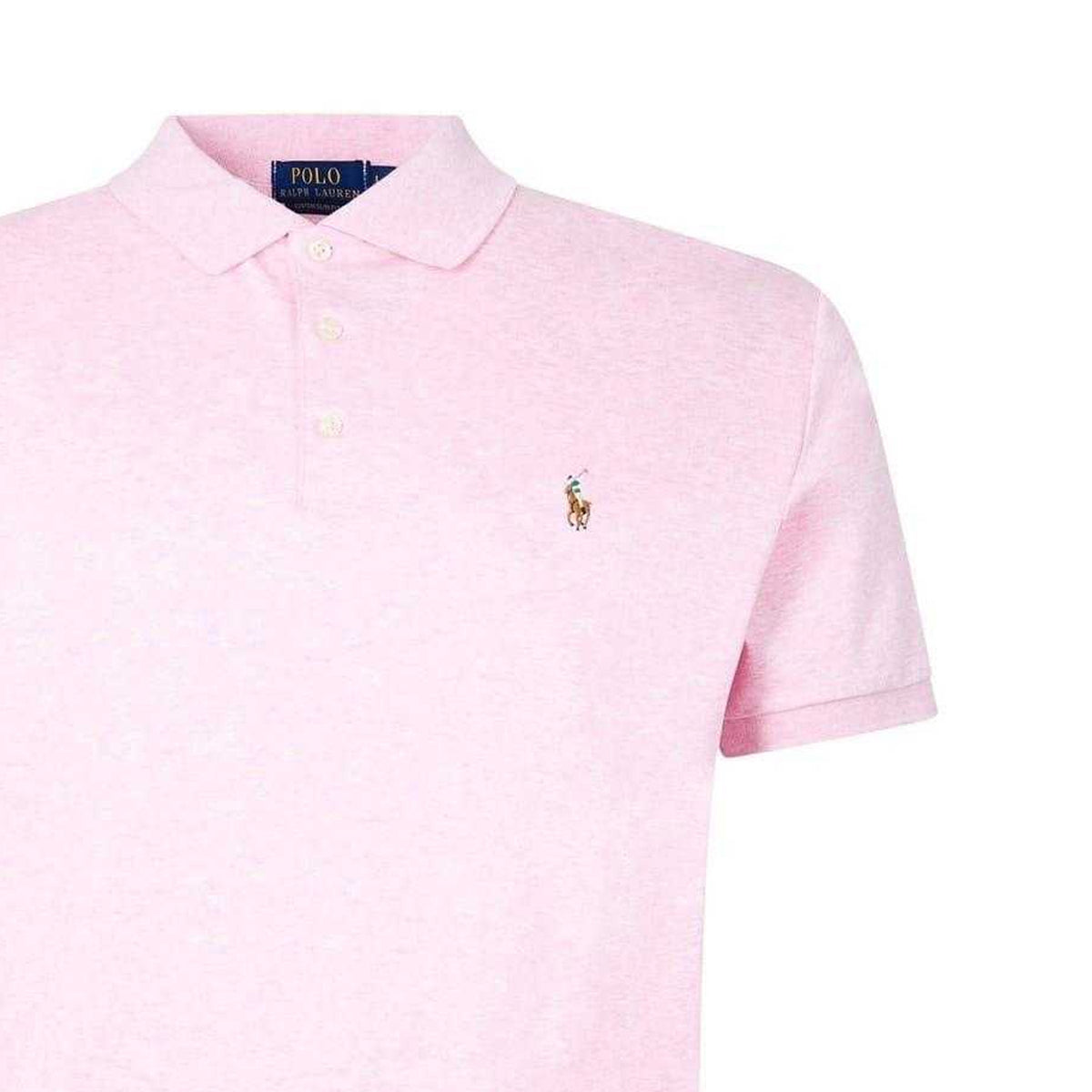 Carmine Pink - Side - Ralph Lauren Mens Pima Cotton Slim Short-Sleeved Polo Shirt