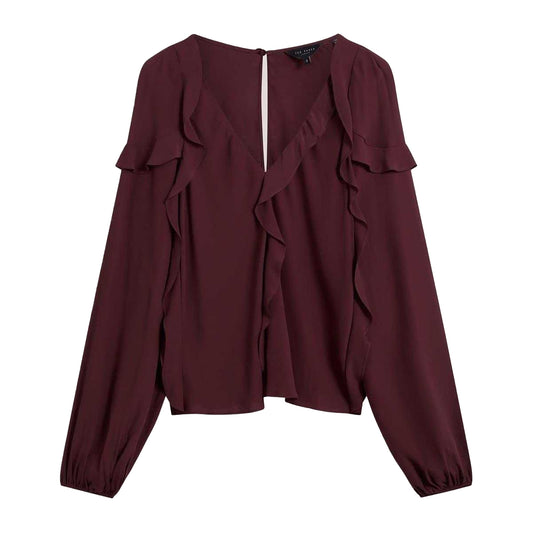 Oxblood - Front - Ted Baker Womens-Ladies Frill Blouse