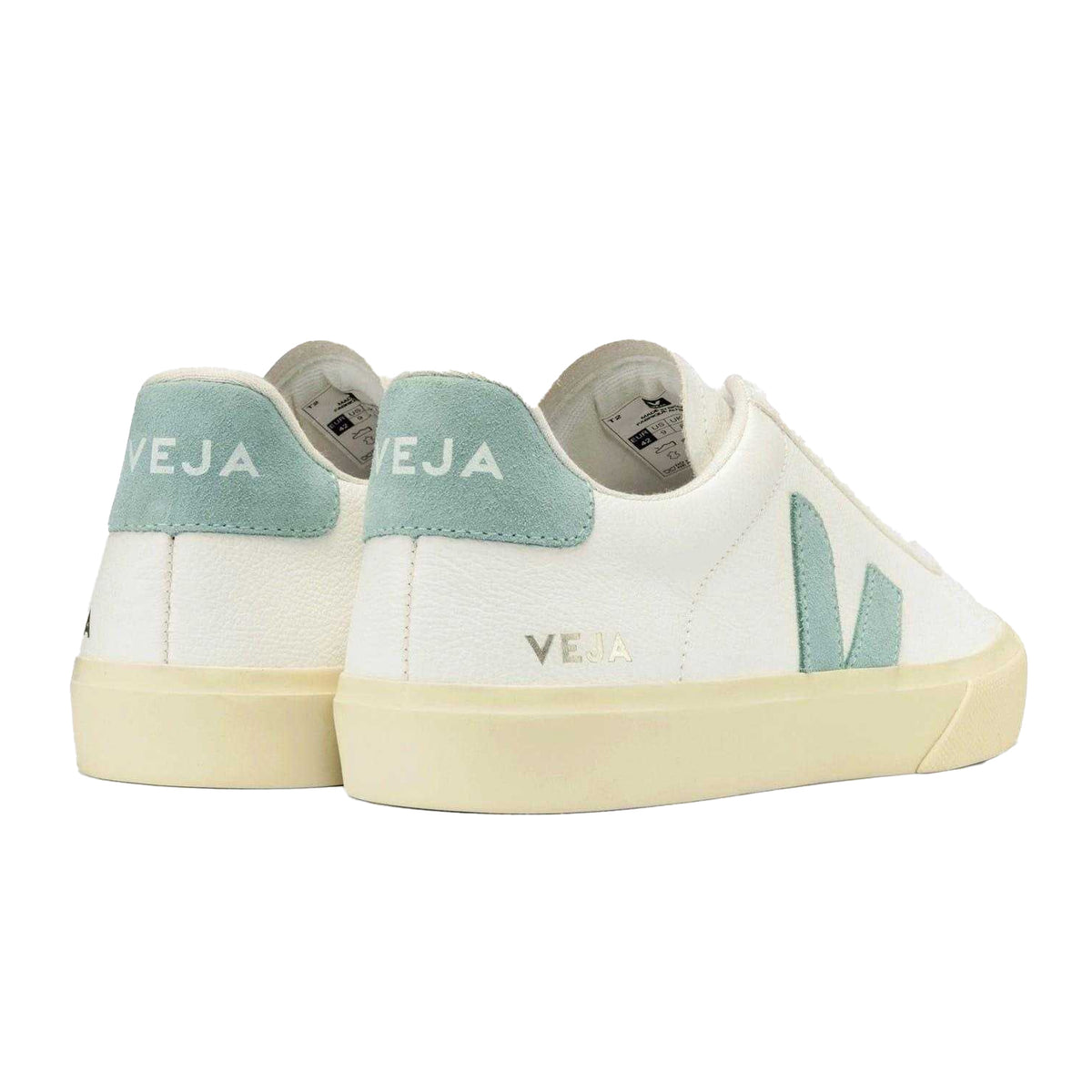 White-Matcha Green - Back - Veja Womens-Ladies V Leather Flat Trainers