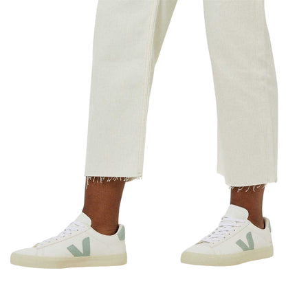 White-Matcha Green - Lifestyle - Veja Womens-Ladies V Leather Flat Trainers