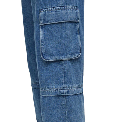 Blue-Blue - Front - Hugo Womens-Ladies Gashia Leather Badge Relaxed Fit Jeans