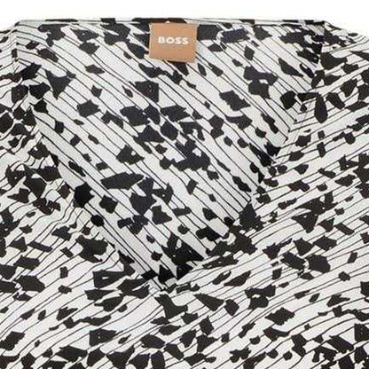 Black - Back - Boss Womens-Ladies Abstract V Neck Blouse