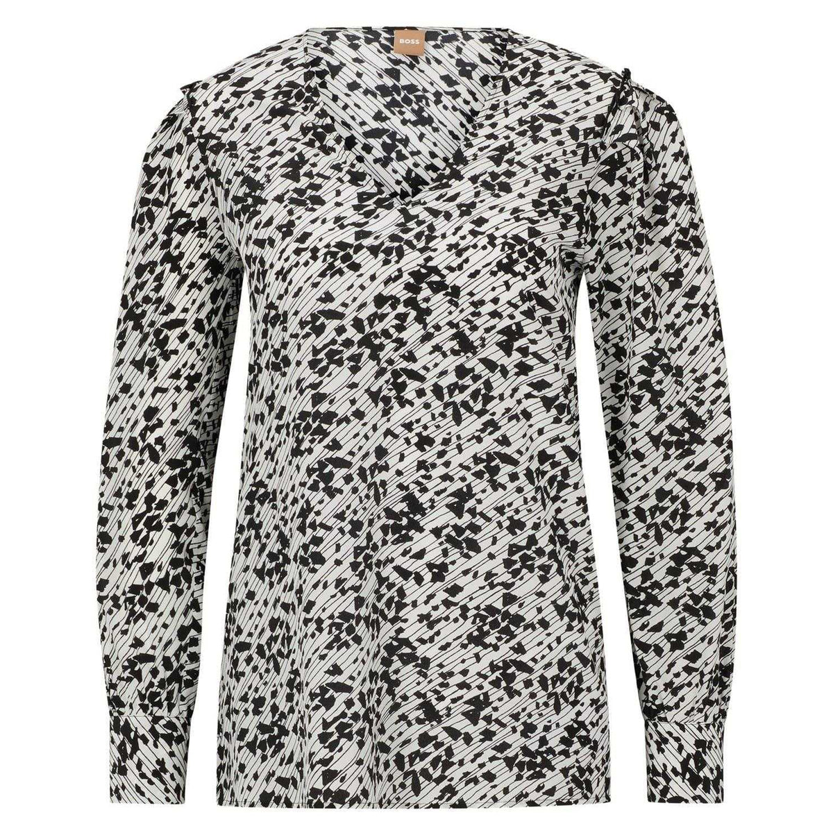 Black - Front - Boss Womens-Ladies Abstract V Neck Blouse