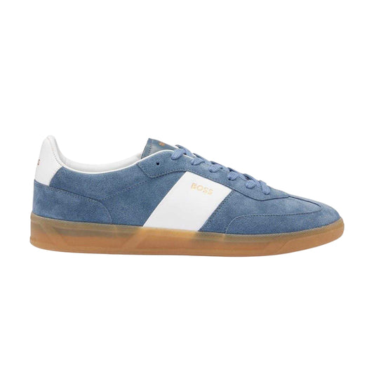 Royal Blue - Front - Boss Mens Brandon Suede Trainers