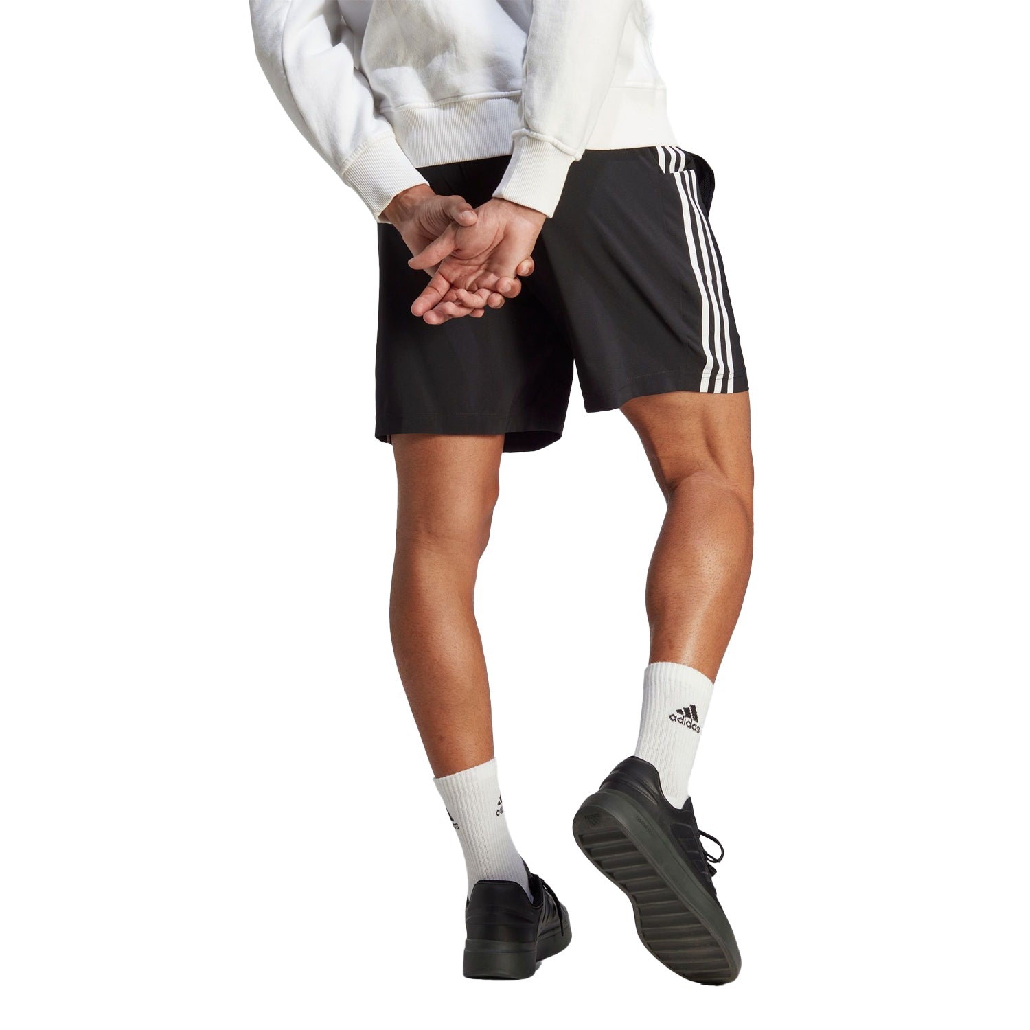 Black - Back - Adidas Mens Essentials Chelsea Aeroready 3 Stripes Shorts