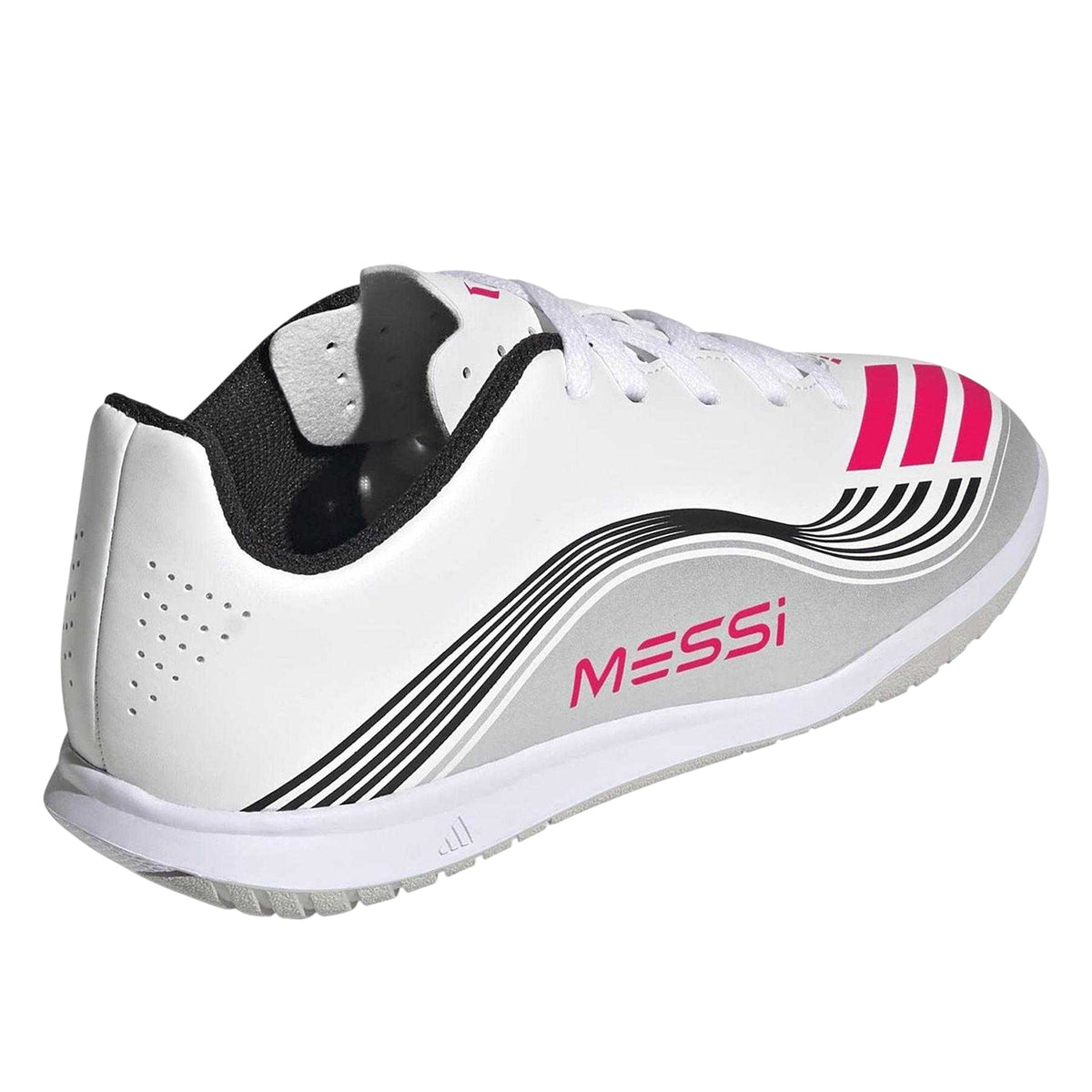 White-Red - Back - Adidas Childrens-Kids F50 Messi Club Lionel Messi Indoor Football Shoes