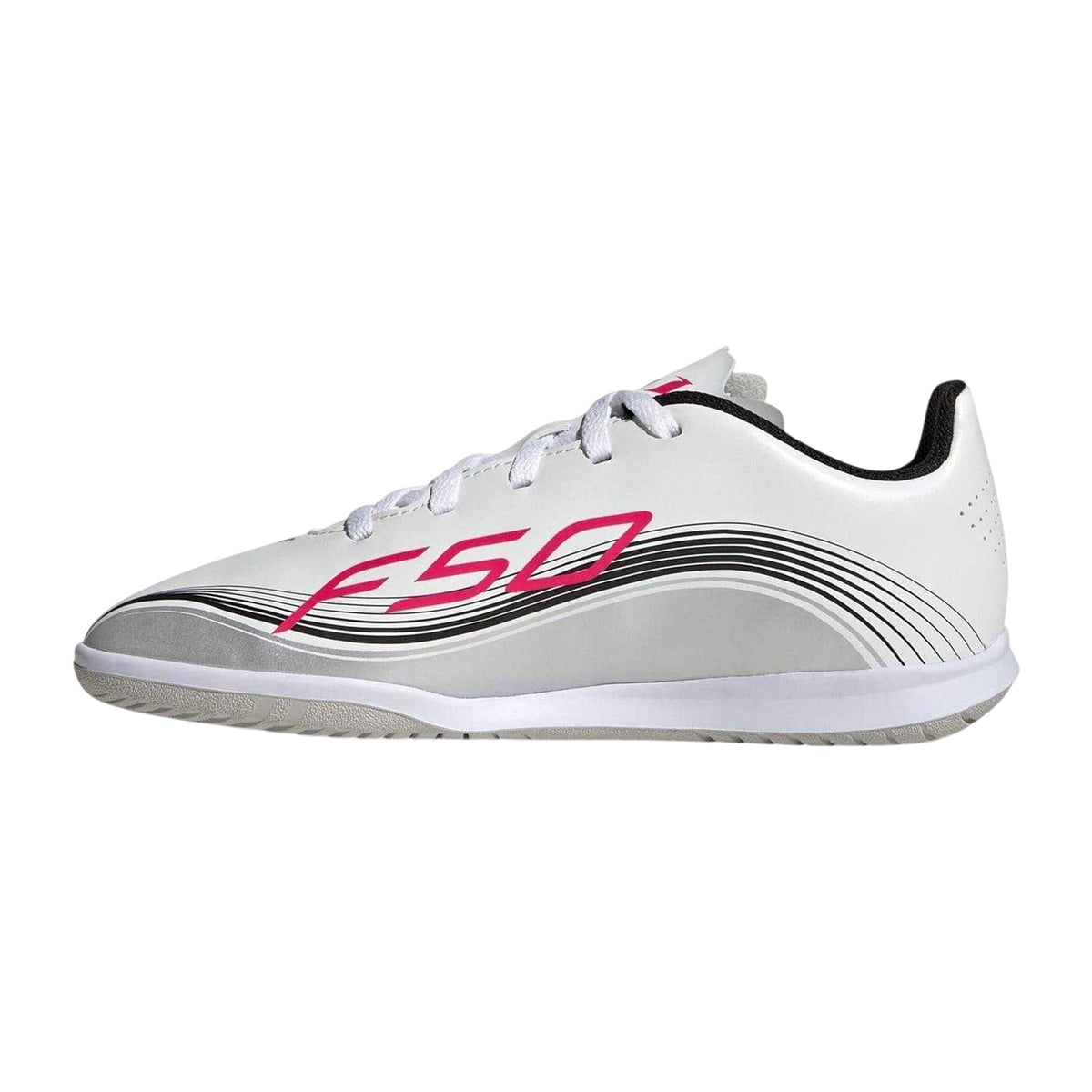 White-Red - Side - Adidas Childrens-Kids F50 Messi Club Lionel Messi Indoor Football Shoes